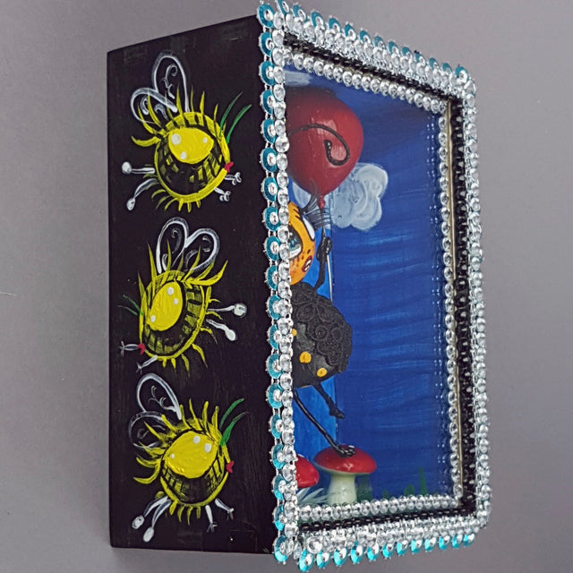 "Bumble" Bee Doll LowBrow Art Sculpture in Framed Box