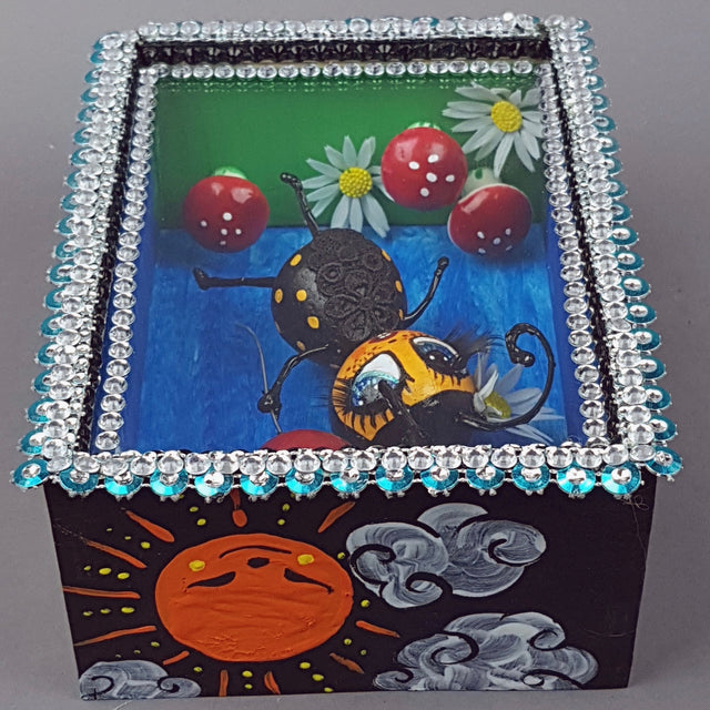 "Bumble" Bee Doll LowBrow Art Sculpture in Framed Box