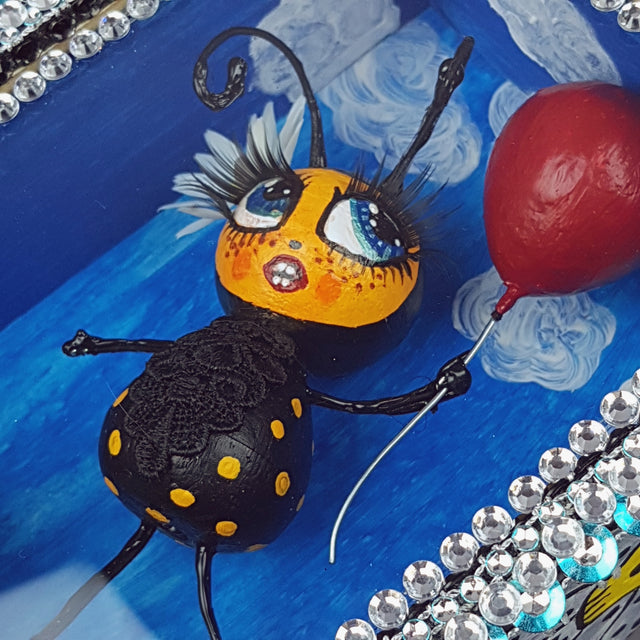 "Bumble" Bee Doll LowBrow Art Sculpture in Framed Box