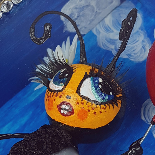 "Bumble" Bee Doll LowBrow Art Sculpture in Framed Box