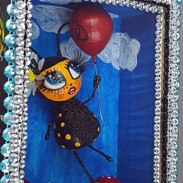 "Bumble" Bee Doll LowBrow Art Sculpture in Framed Box