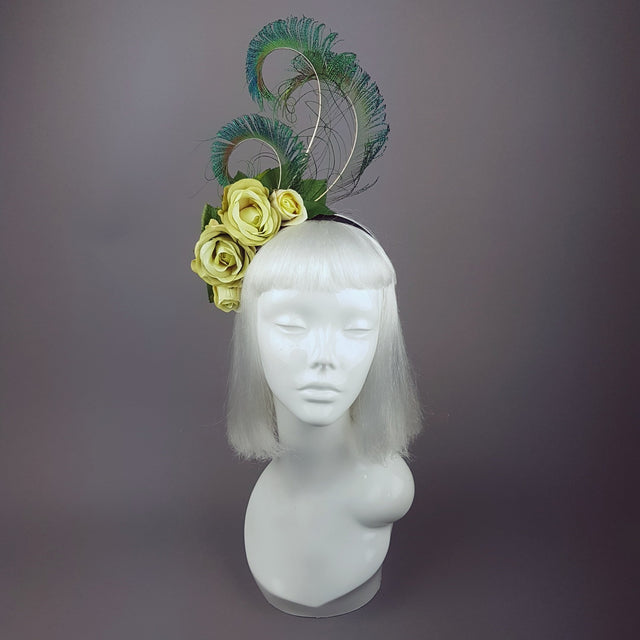 "Ordella" Lime Green Peacock Headdress
