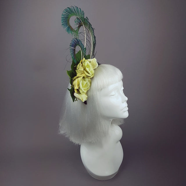 "Ordella" Lime Green Peacock Headdress