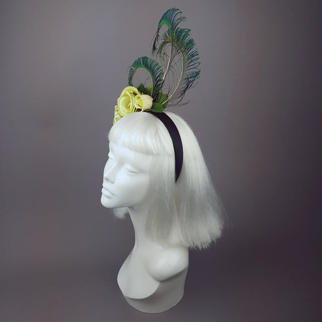 "Ordella" Lime Green Peacock Headdress