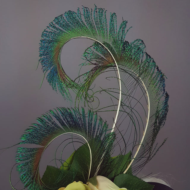 "Ordella" Lime Green Peacock Headdress