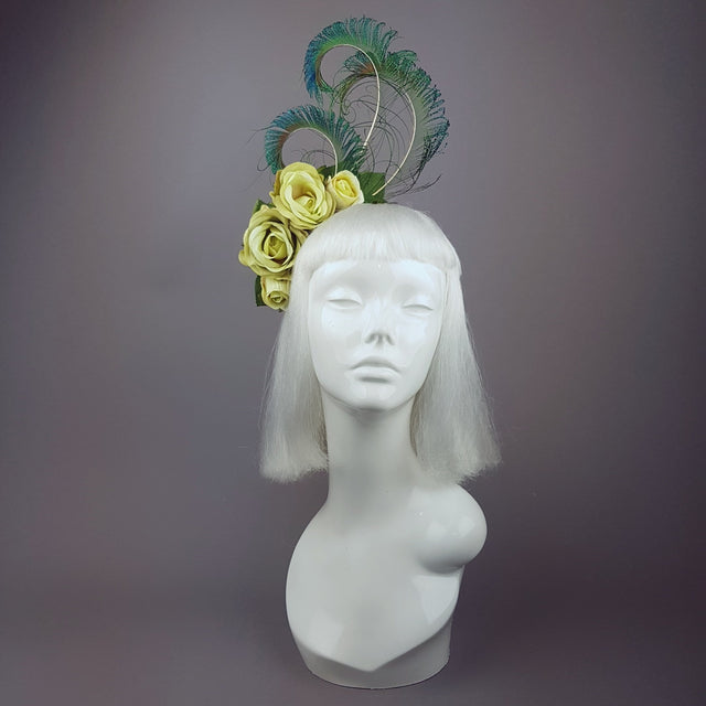"Ordella" Lime Green Peacock Headdress