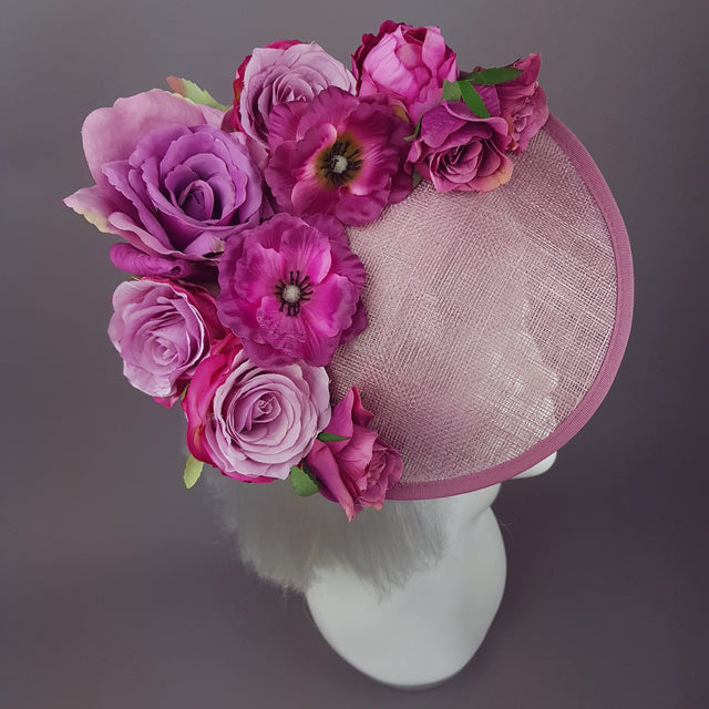 "Liliana" Purple Pink Royal Ascot Floral Hat