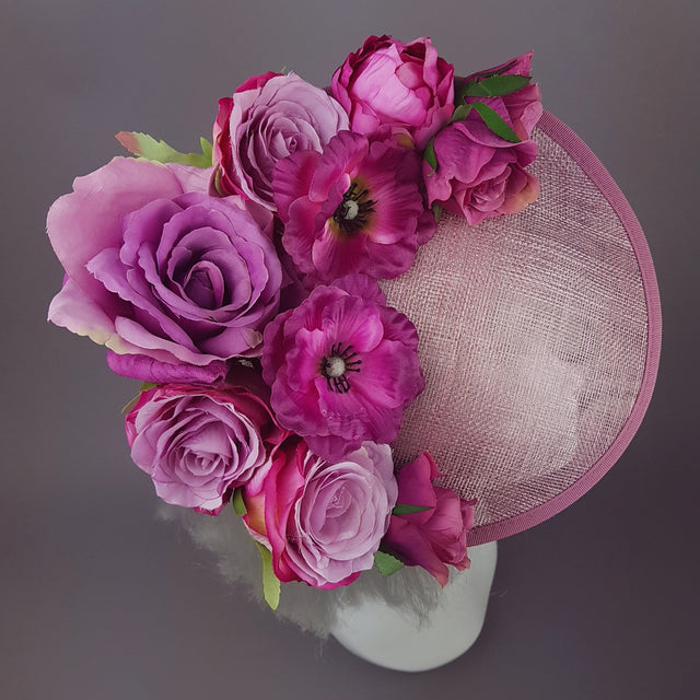 "Liliana" Purple Pink Royal Ascot Floral Hat