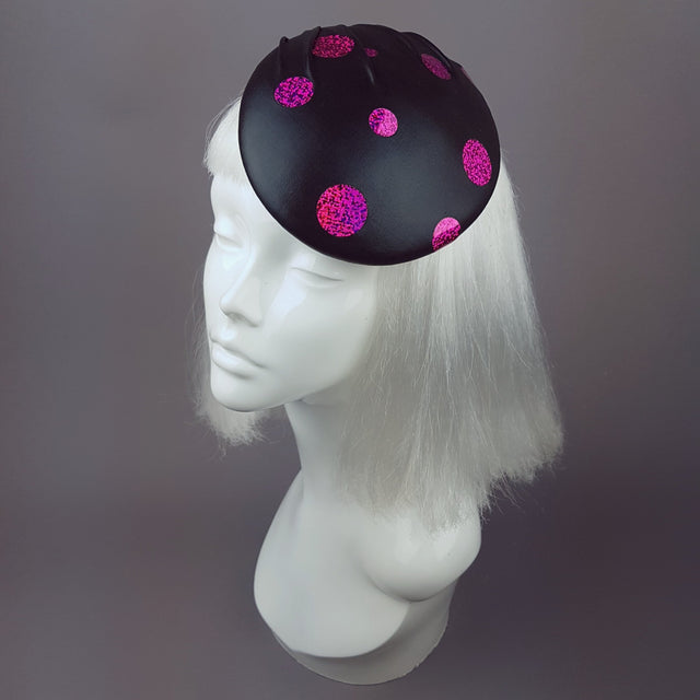 "Disco" Black and Fuchsia Pink Sequin Hat