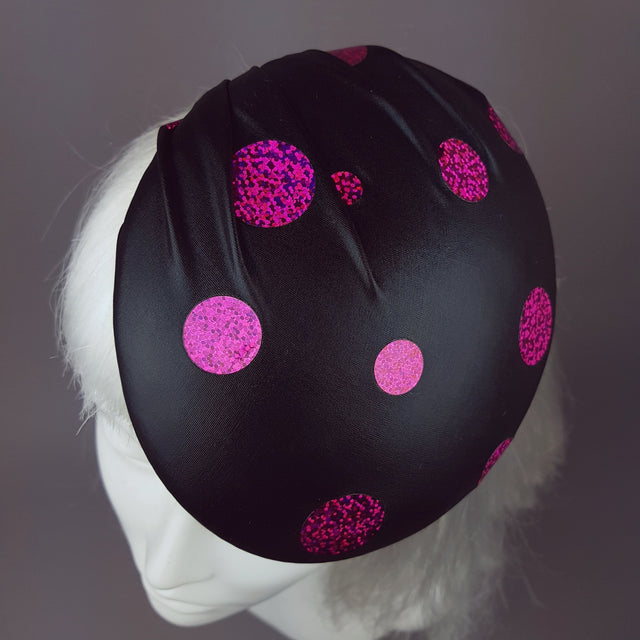 "Disco" Black and Fuchsia Pink Sequin Hat
