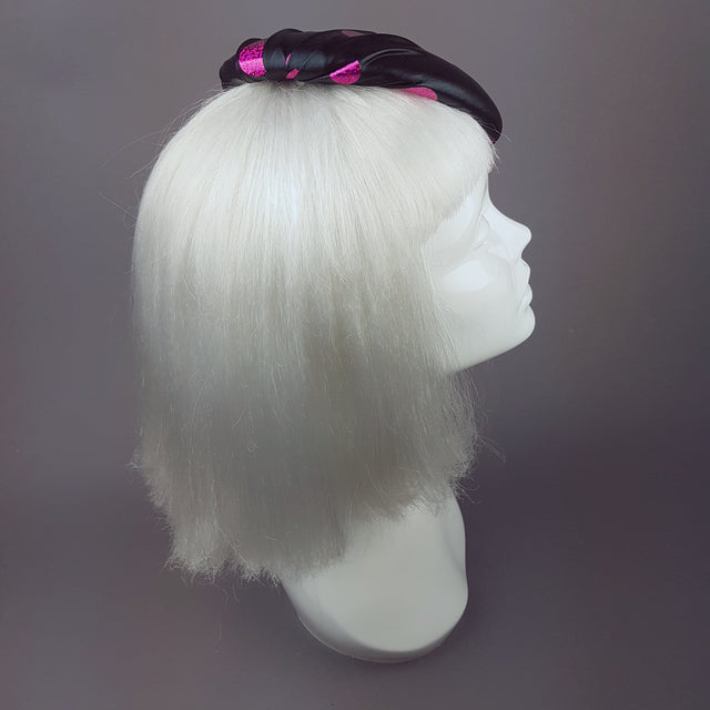 "Disco" Black and Fuchsia Pink Sequin Hat
