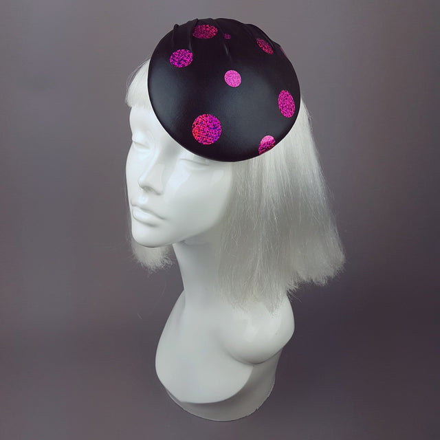 "Disco" Black and Fuchsia Pink Sequin Hat