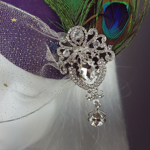 "Cortesana" Veiled Peacock Feather Hat