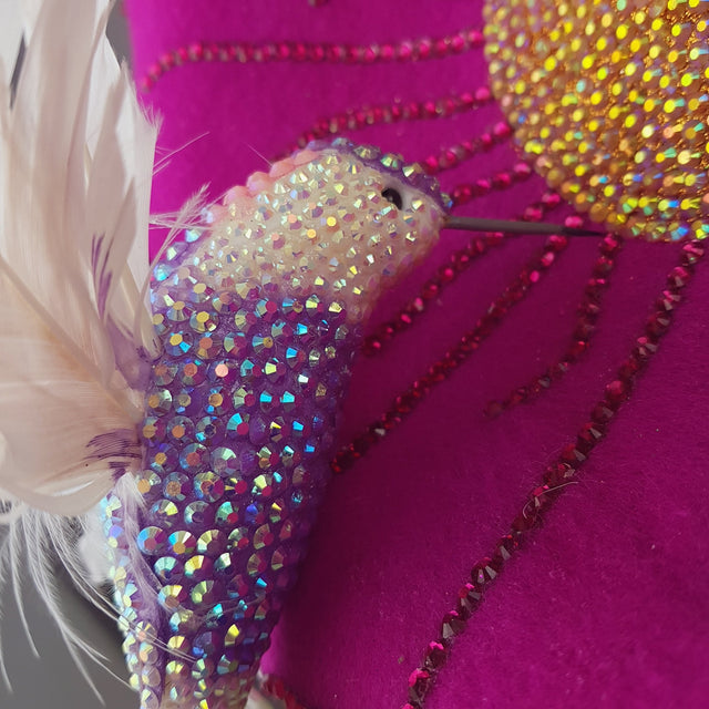 "In Flight" Huge Flower & Hummingbird Hat