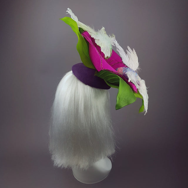 "In Flight" Huge Flower & Hummingbird Hat