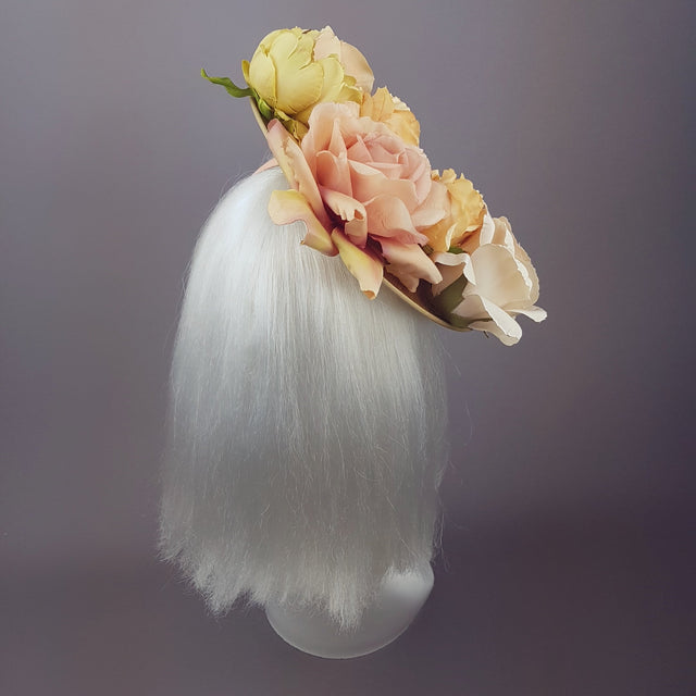 "Fiore" Gold Floral Royal Ascot Hat