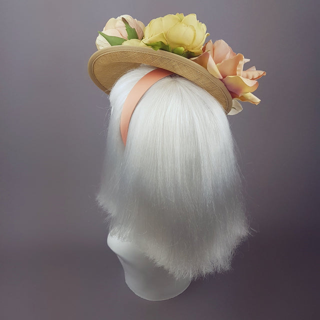 "Fiore" Gold Floral Royal Ascot Hat
