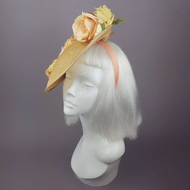 "Fiore" Gold Floral Royal Ascot Hat