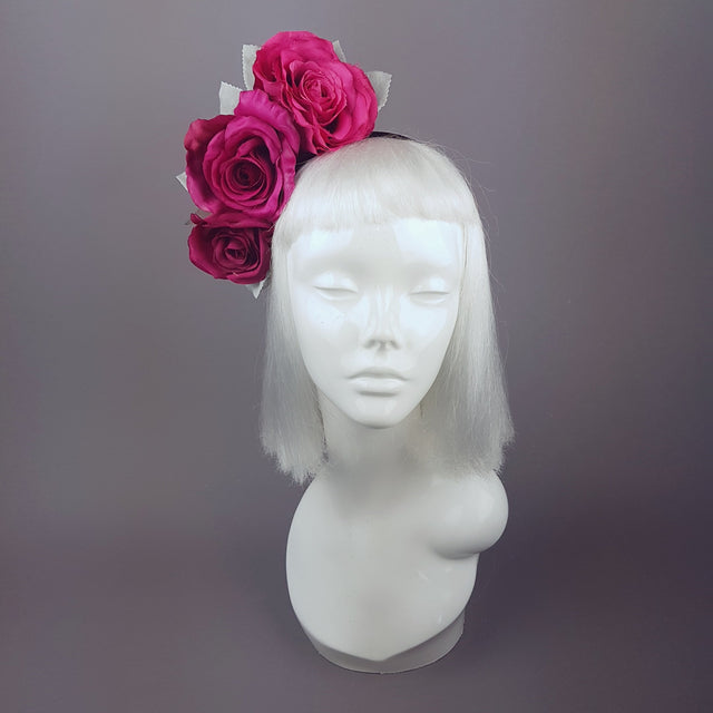 "Rhoslyn" Pink Floral Wedding Headband