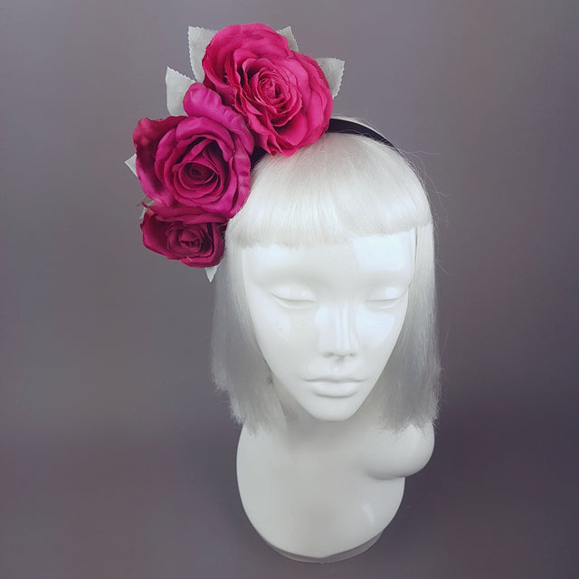 "Rhoslyn" Pink Floral Wedding Headband