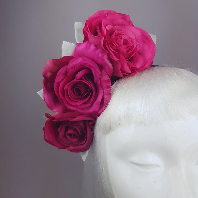 "Rhoslyn" Pink Floral Wedding Headband