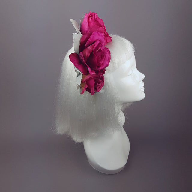 "Rhoslyn" Pink Floral Wedding Headband