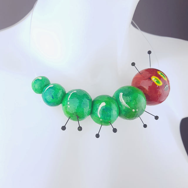 "The Hungry Caterpillar" Quirky Art Necklace