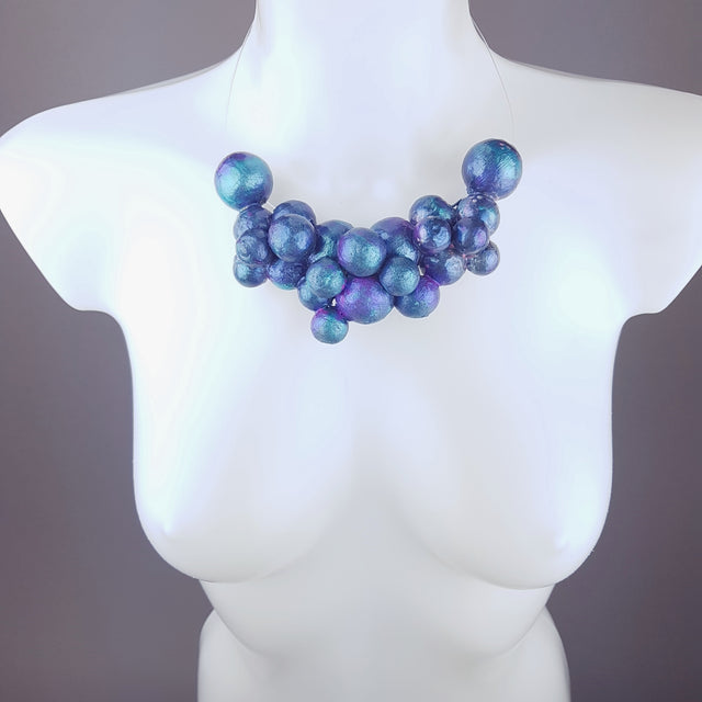 "Mermaid" Iridescent Blue Bubble Necklace