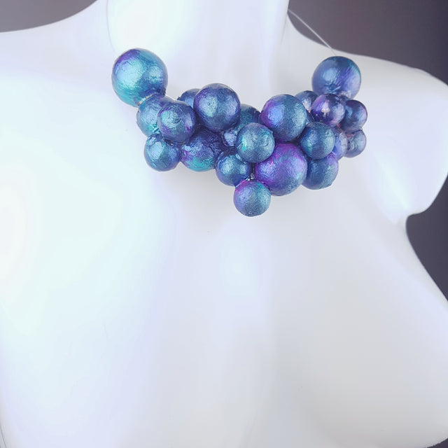 "Mermaid" Iridescent Blue Bubble Necklace