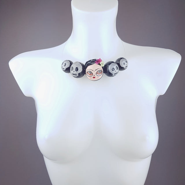 "Frida" Skulls DollFace Necklace
