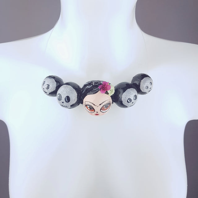 "Frida" Skulls DollFace Necklace