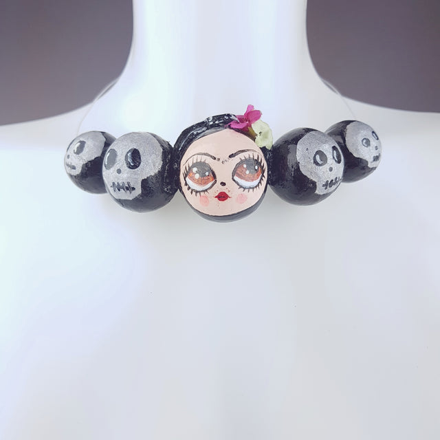 "Frida" Skulls DollFace Necklace