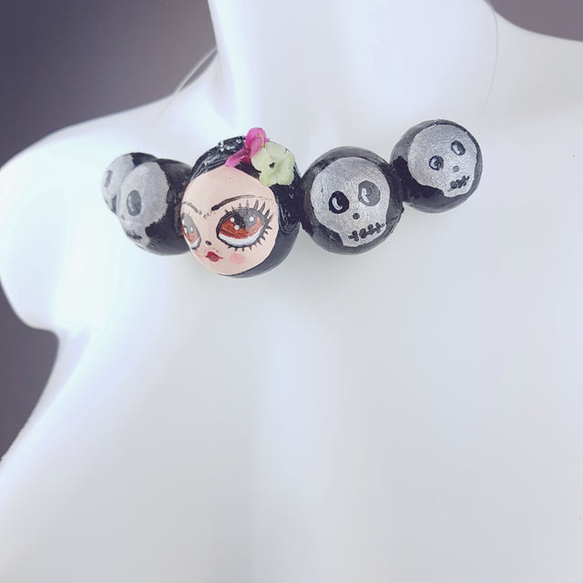 "Frida" Skulls DollFace Necklace