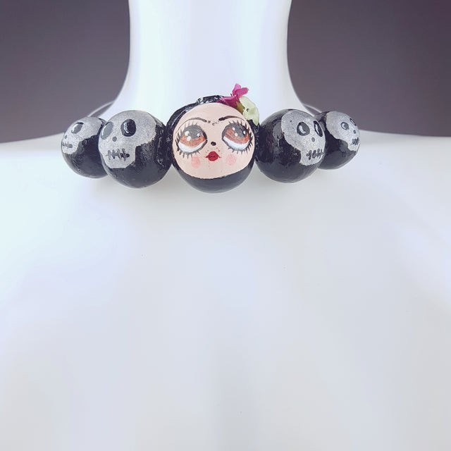 "Frida" Skulls DollFace Necklace