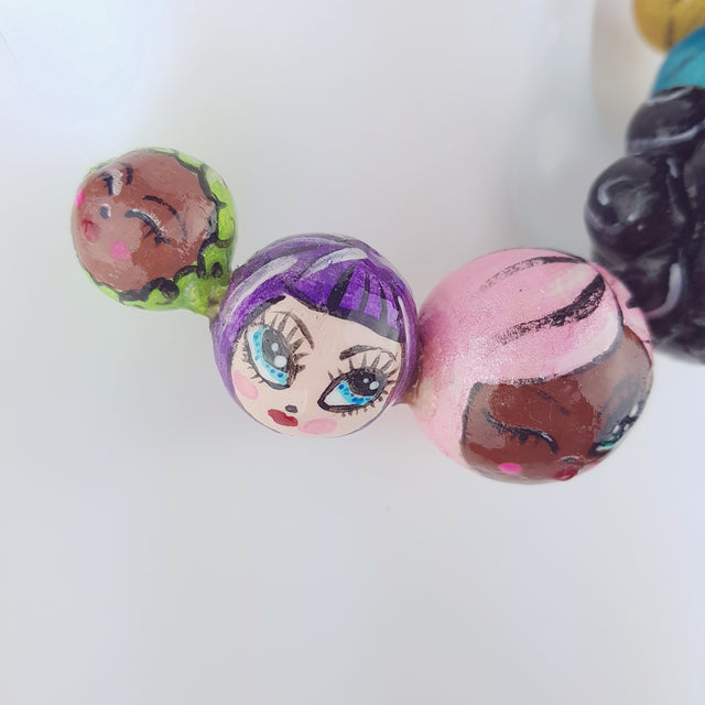 "A Row of Poppets" DollFace Necklace