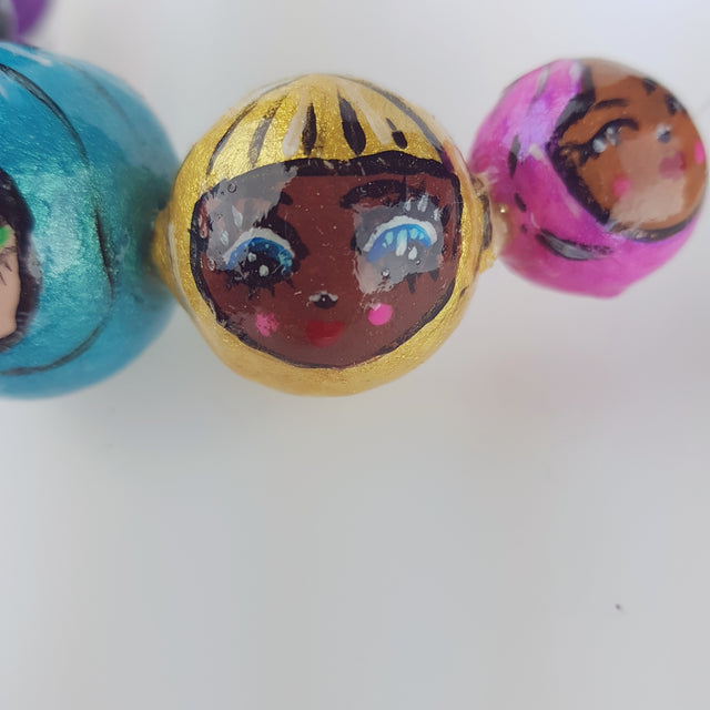 "A Row of Poppets" DollFace Necklace