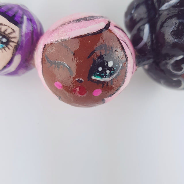 "A Row of Poppets" DollFace Necklace