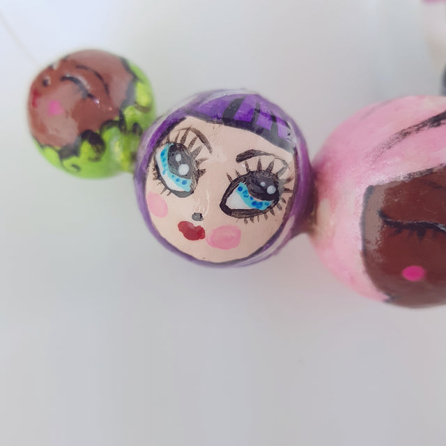 "A Row of Poppets" DollFace Necklace