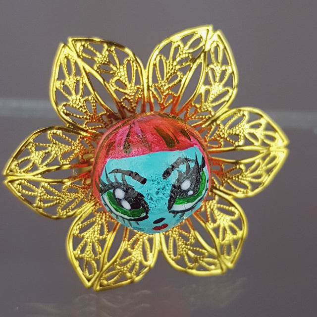 "Pixie" Big Eyed DollFace Ring