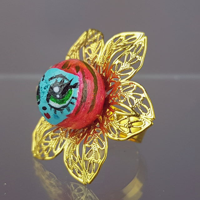 "Pixie" Big Eyed DollFace Ring