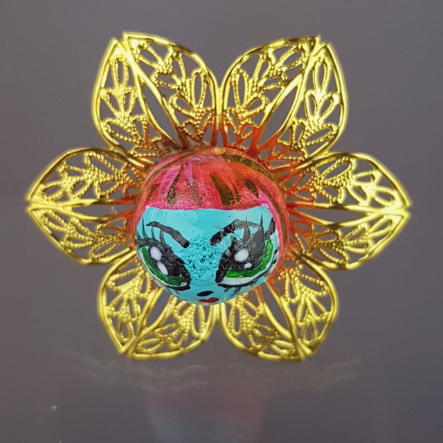 "Pixie" Big Eyed DollFace Ring