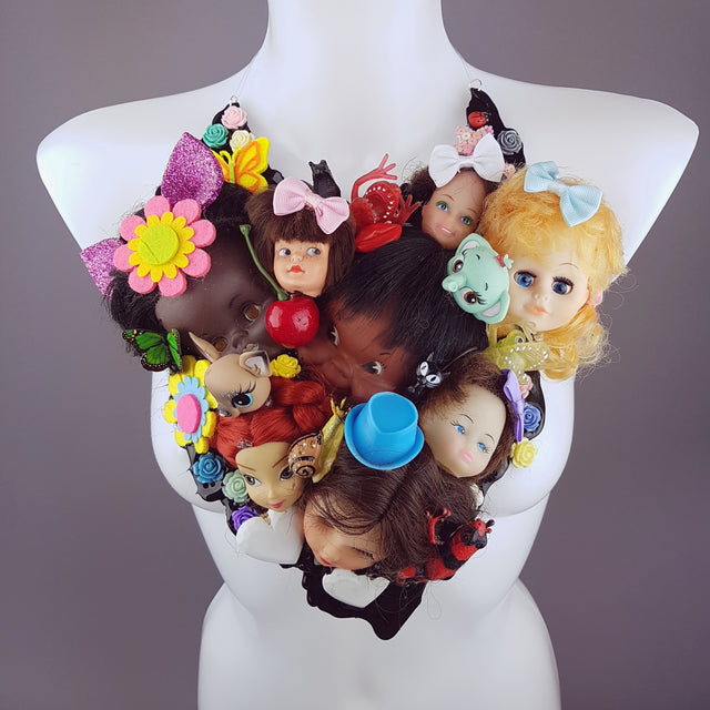 "Insanity" Doll Head Statement Neckpiece, Wearable Art