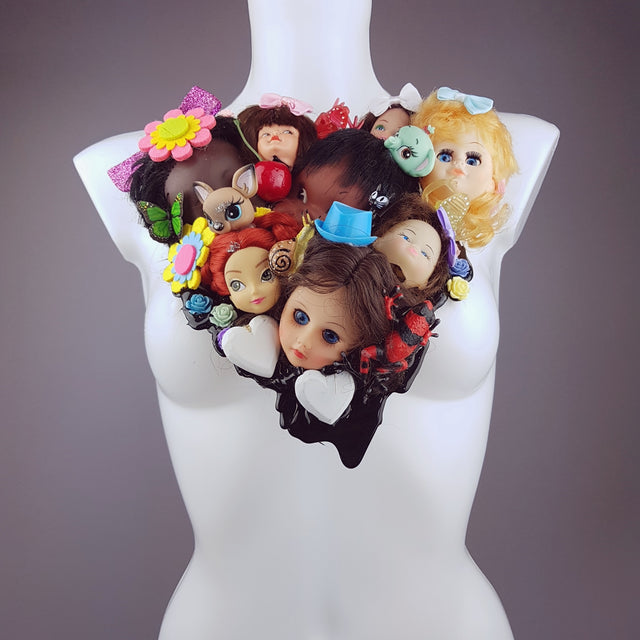 "Insanity" Doll Head Statement Neckpiece, Wearable Art