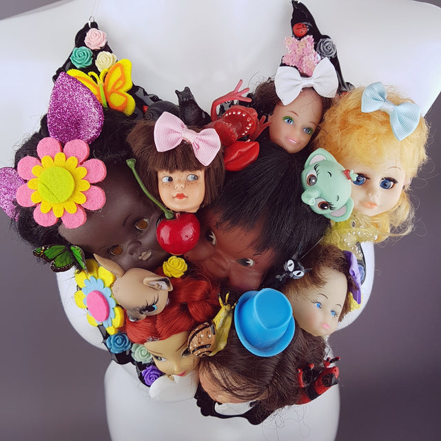 "Insanity" Doll Head Statement Neckpiece, Wearable Art