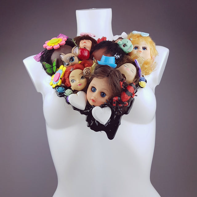 "Insanity" Doll Head Statement Neckpiece, Wearable Art