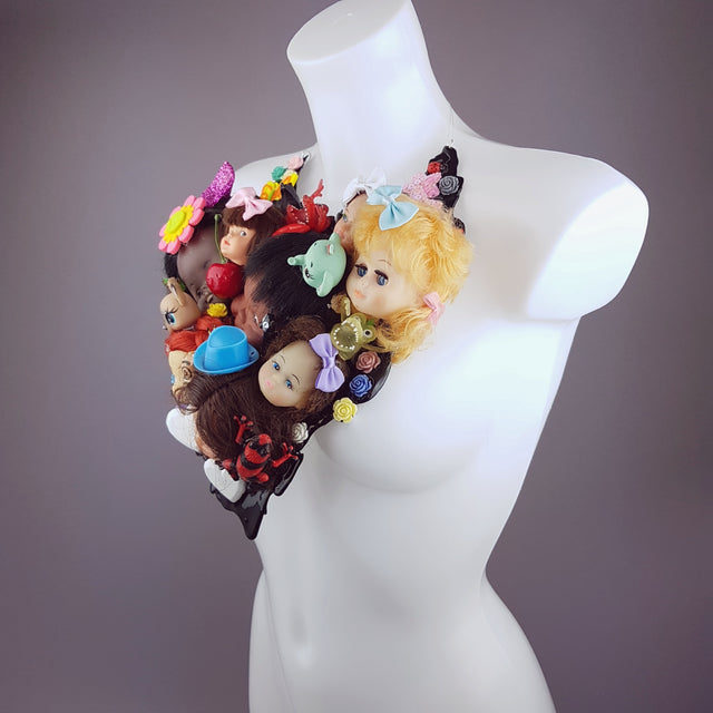 "Insanity" Doll Head Statement Neckpiece, Wearable Art