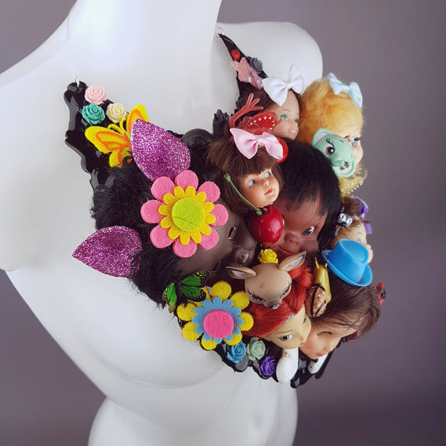 "Insanity" Doll Head Statement Neckpiece, Wearable Art