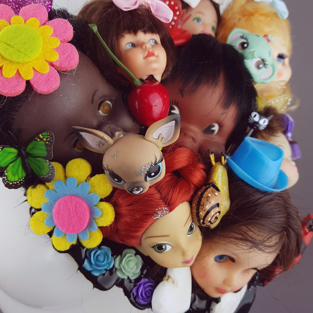 "Insanity" Doll Head Statement Neckpiece, Wearable Art