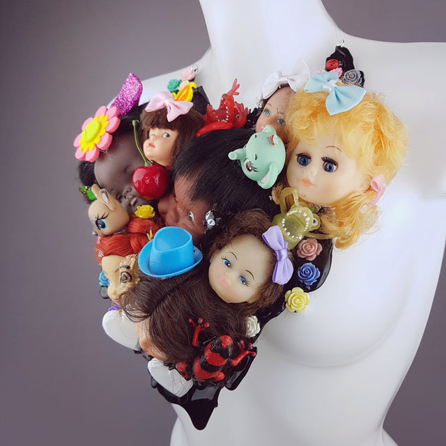 "Insanity" Doll Head Statement Neckpiece, Wearable Art
