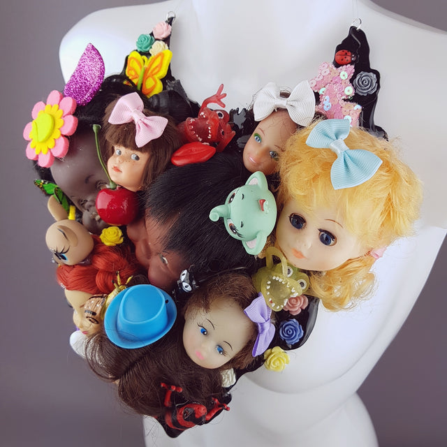 "Insanity" Doll Head Statement Neckpiece, Wearable Art
